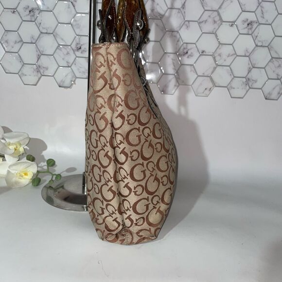Guess Brown and Silver Tote Bag with Monogram Design - Picture 3 of 6